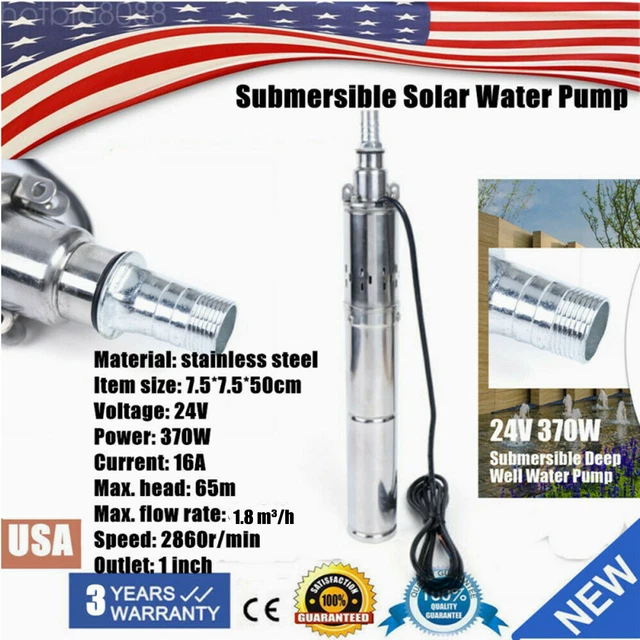 DC24V 370W SOLAR Water Pump Deep Well Solar Submersible Pump US £89.64