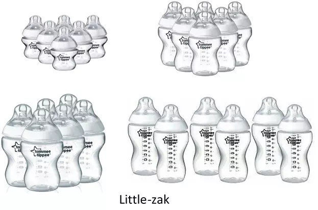 6x Tommee Tippee Closer to Nature Bottles 150ml / 260ml / 340ml Feeding Bottles