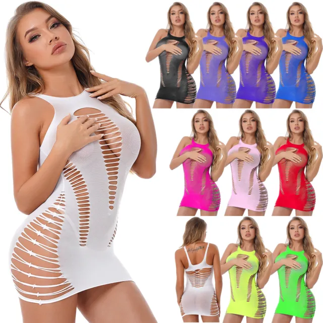 Sexy Womens Hollow Out Bodycon Mini Dress Babydoll Sleepwear Dress Club Wear