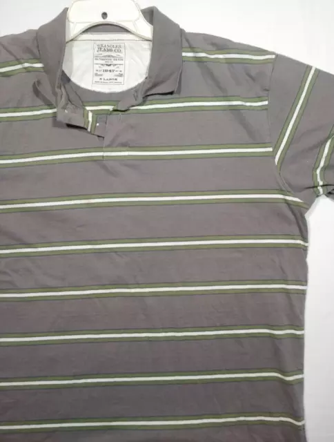 WRANGLER POLO MENS XL Gray Short Sleeve Striped Golf Rugby Shirt Extra ...