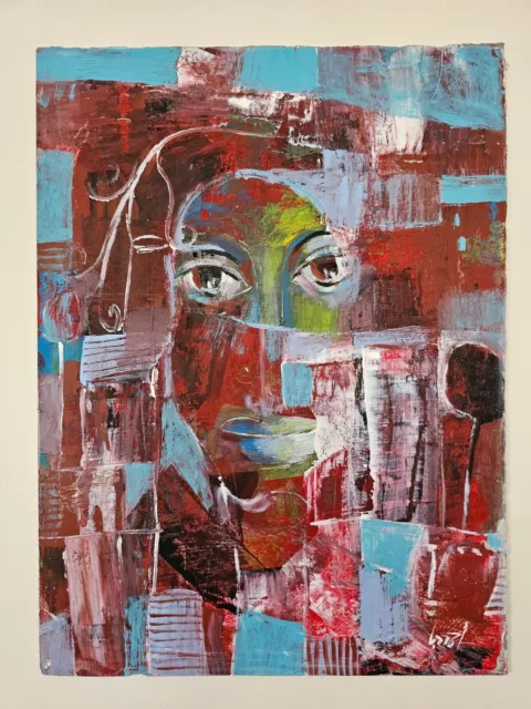 Ahmad daba احمد دبا original Abstract SYR Fine arts painting 16" x 12"- Lady