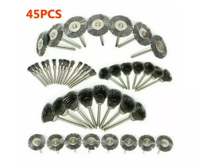 45PCS Wire Cup Mix Brush Set Stainless Steel for-Dremel Rotary Tool Accessories