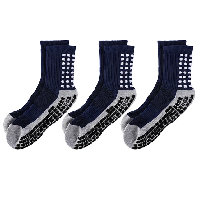 3 Pair Royal Blue Athletic Socks Anti Slip Non Skid Slipper Football Soccer Yoga