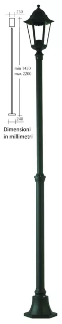 Lampione Da Giardino / Palo Forma Esagonale, Colore Nero-Disponibile A 1/2/3Luci