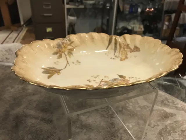 Vintage M Redon Limoges Blush Ivory Floral Vegetable Bowl