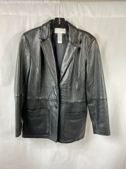 Women's Liz Claiborne Lizsport Black Leather Blazer Jacket - Size S