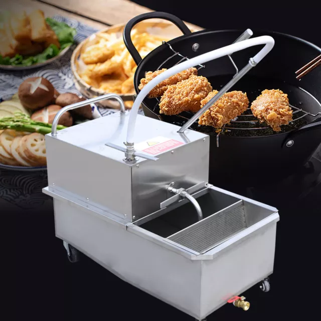 550W 110VElectric Deep Fryer Oil Filter Cart System 55L for Canteen Restaurant