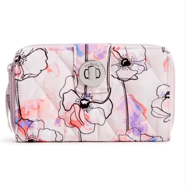 VERA BRADLEY Ultralight RFID Turn-Lock Wallet Anemone Watercolor Artist core
