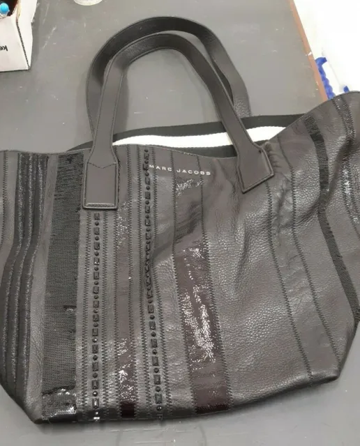 Marc Jacobs Black Lined Shoulder Bag with Mini Purse