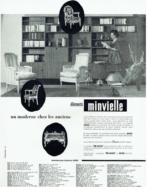 publicité Advertising 11211 1959   meubles élémnts Minvielle modernes chez anci