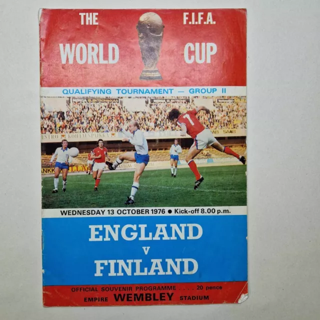 England v Finland 1976 World Cup Qualifier Football ProgrammeVery Good Condition