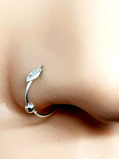 Anillo de nariz de pluma Tragus Hoop 22g (0.6mm) Bola de anillo de 8 mm...