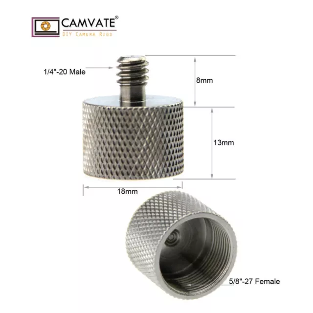 CAMVATE 5/8"-27 Female to 1/4-20 Male Screw Adapter Mount Thread for Microphone