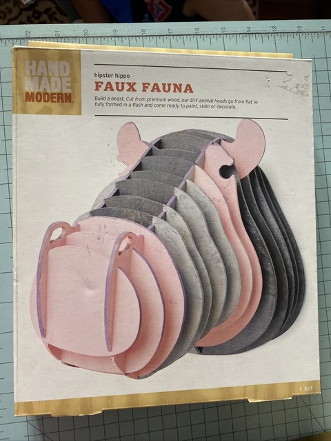HIPPO HIPSTER Fauna Imitación Artesanía Moderna Madera, Arte Pop Up Build a Beast 3D Nuevo en Caja