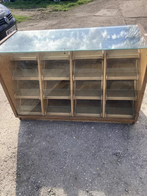 Antique vintage  glass display cabinet shop display counter with drawers