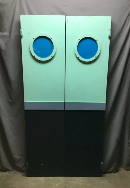 Pair Vtg Nautical Theater Stage Prop Doors Porthole Round Ship Windows 83-21B