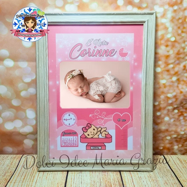 Quadretto Nascita Personalizzato In Tela - Regalo Per Neonato, Dati Custom, Cotone, 20 Mm Spessore - Foto 12