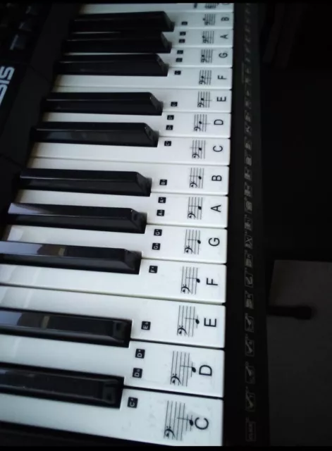 Keyboard or Piano Stickers for 61 Keys (36 clear laminated stickers) Music