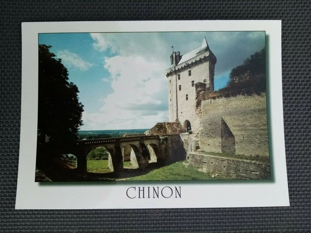 Cpsm Cpm Chinon Castle Entrance Clock Tower Ditch Bridge