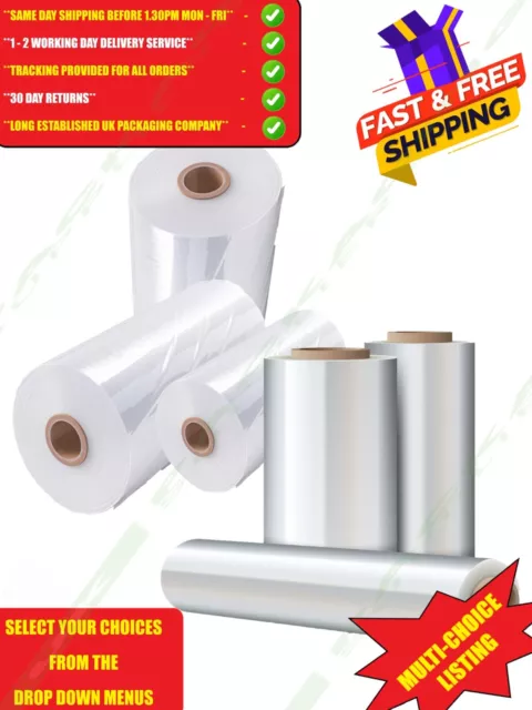 Small & Large Rolls Of Clear Heat / Shrink Wrap Film Pvc + Polyolefin All Sizes