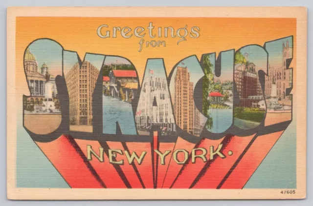Syracuse New York, Large Letter Greetings, Vintage Postcard
