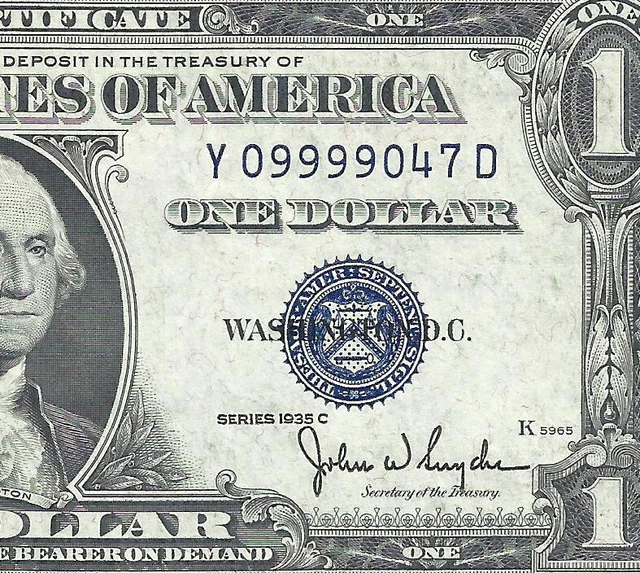 RARE 1935C $1 SILVER Certificate! CRISP AU! Old US Paper Money Currency!