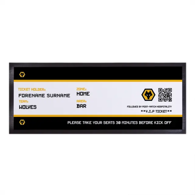 Wolves FC Officially Licensed - Ticket - Personalised Bar Runner