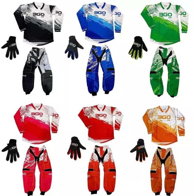 Kids Motocross Jersey Pant Motorbike Gloves Junior Race Suit Quad MTB ATV Mx Kit