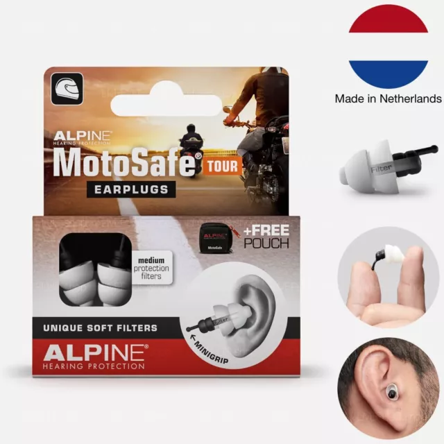 Alpine MotoSafe Tour Earplugs — Ear Plugs For Motorcycle Motorbike Bike Cycle