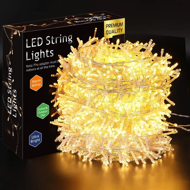 Areker Outdoor Christmas Lights, 82ft 1000LED Christmas String Lights, Clear ...
