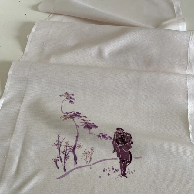 Vintage Japanese Kimono Silk Fabric, Summer Sheer pale Purple Long Panel 163cm