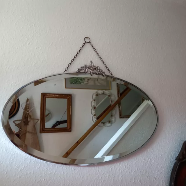 Gorgeous Vintage Original Art Deco Chrome Frame Bevelled Edge Mirror