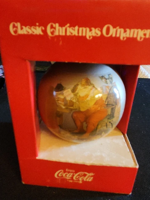 Vintage 1978 Coca Cola Coke Santa Claus Christmas Ornament Glass Ball