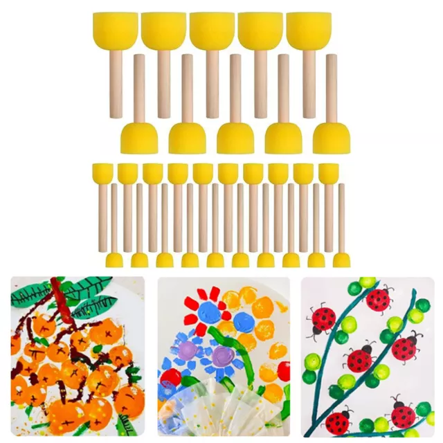 Brush Set Painting Brushes Durable Reusable with Wooden Handle for Kids