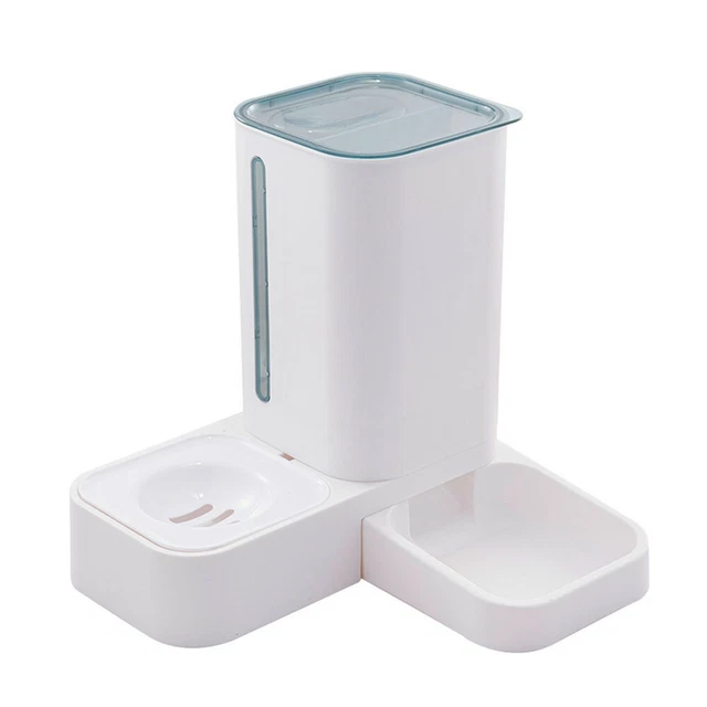 Pet Dog Cat Automatic Feeder Bowl Plastic Water Dispenser Food Feeding Device