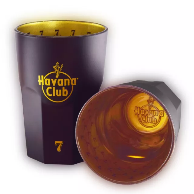 2 Stück originale Havana® Club Longdrink Gläser (7) - 0,34l - Schwarz Gold