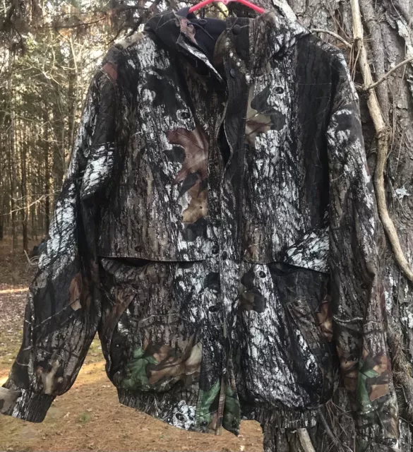 Cabelas Mens Real Tree Camo Hooded Hunting Jacket size L # 931179 EXCELLENT