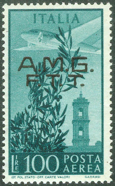 Italy AMG FTT Trieste Zone A 1948, 100L Black-Green Airplane Airmail Mi.# 47, MH