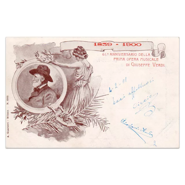 [ Cartolina ] 61° Anniversario Prima Opera Musicale di Giuseppe Verdi [ 1901 ]