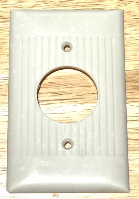 VTG 1-Gang Single Hole Receptacle Wall plate Ivory Ribbed Bakelite Cover