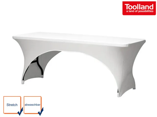 Pflegeleichte Husse für rechteckige Tische 180 x 75cm stretch weiß Tischhussen
