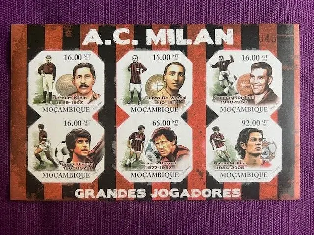 2011 Milan  Grandi Giocatori  - Mozambico - Foglietto  Football