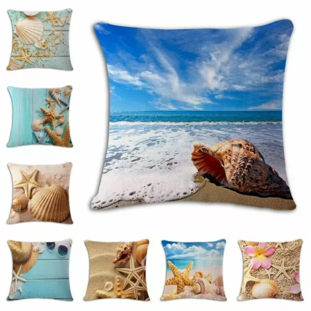 New Seaside Beach Cotton Linen Pillow Case Throw Cushion Cover Home Sofa Decor