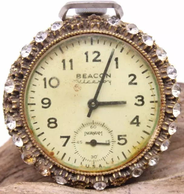 VTG E. INGRAHAM Company BEACON VICEROY Pocket Watch Pin Mechanical