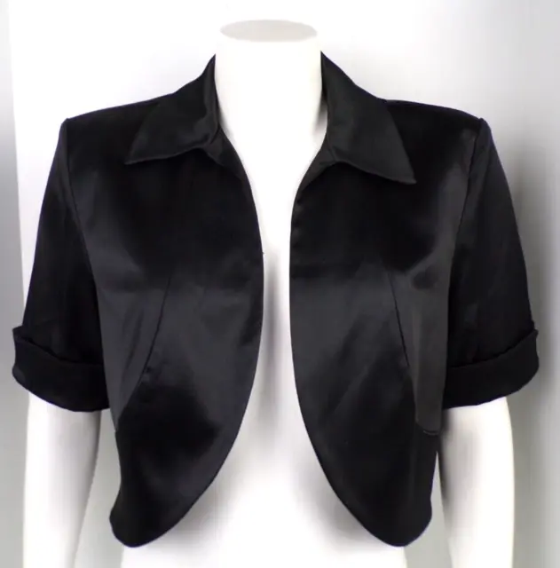 Vintage Dressbarn Collection Satin Like Bolero Black Jacket Shrug Cropped Medium