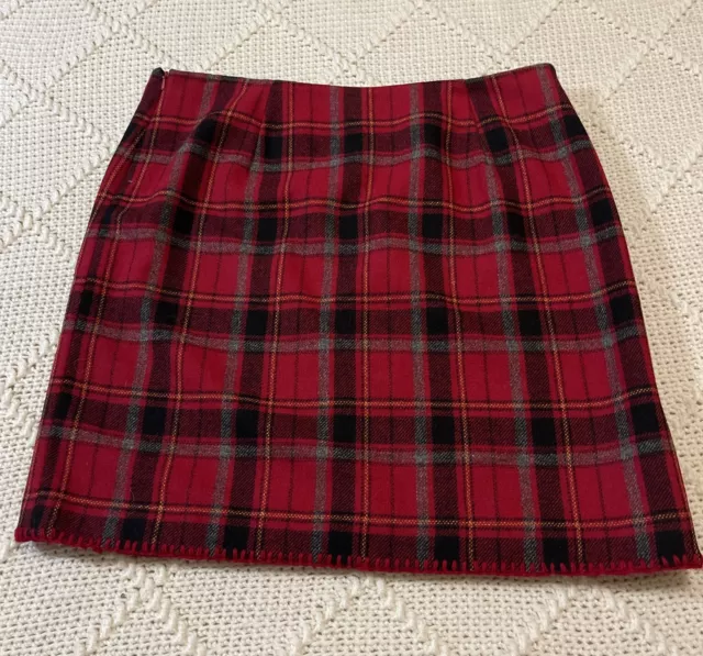 EDDIE BAUER WOMENS Pencil Skirt Wool Blend Red Tartan Plaid Size 12 ...