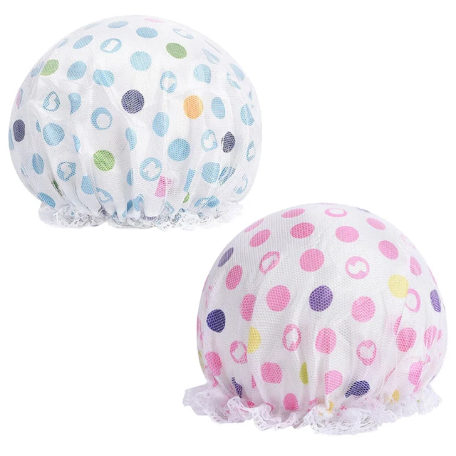 2 piezas gorro de ducha de doble capa impermeable gasa sombrero de baño punta