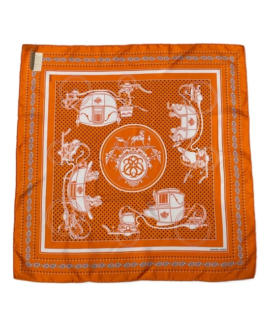 Hermes Scarf Stole Silk 100% Carré 55 Ex-Libris orange