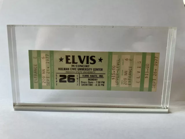 Elvis Presley Concert Konzert Ticket 26.09.1977 Hulman Civic Center, In Acryl