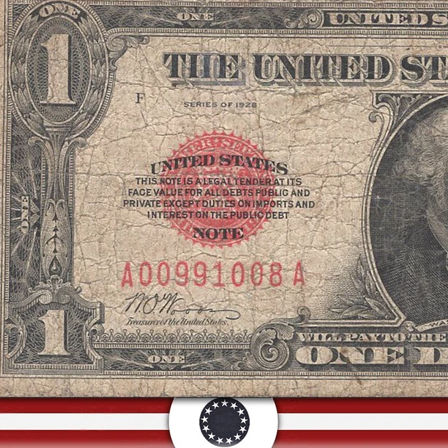 1928 $1 LEGAL TENDER NOTE  "RED SEAL" Fr 1500 91008